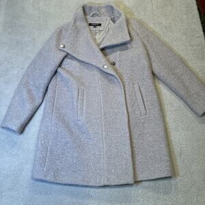 Kenneth Cole Womens Peacoat Size XL Gray Boucle Wool Fencer Collar